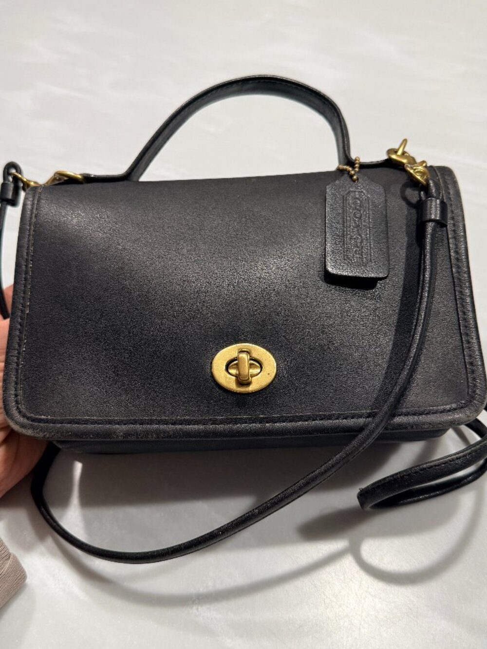 Vintage Coach Casino Bag Black 9924 Top Handle / Crossbody Strap Turnlock